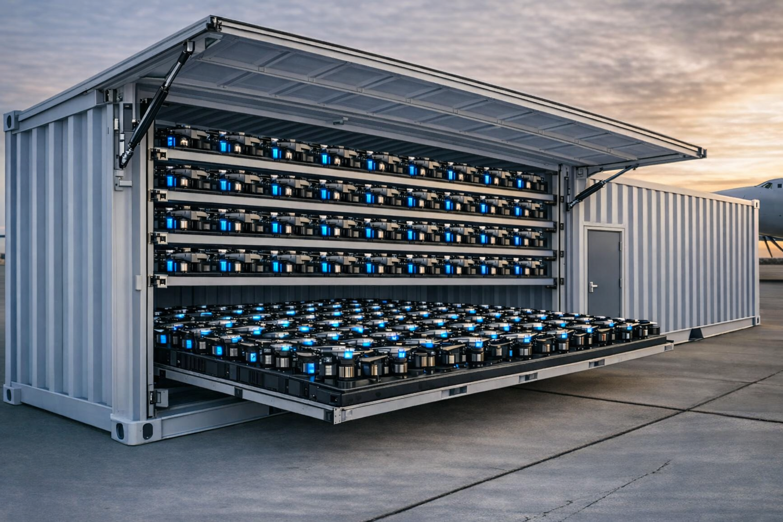 SPINDLE Containerized Interceptor System — dual-function carousel with automated battery recharge and DMFC refuel